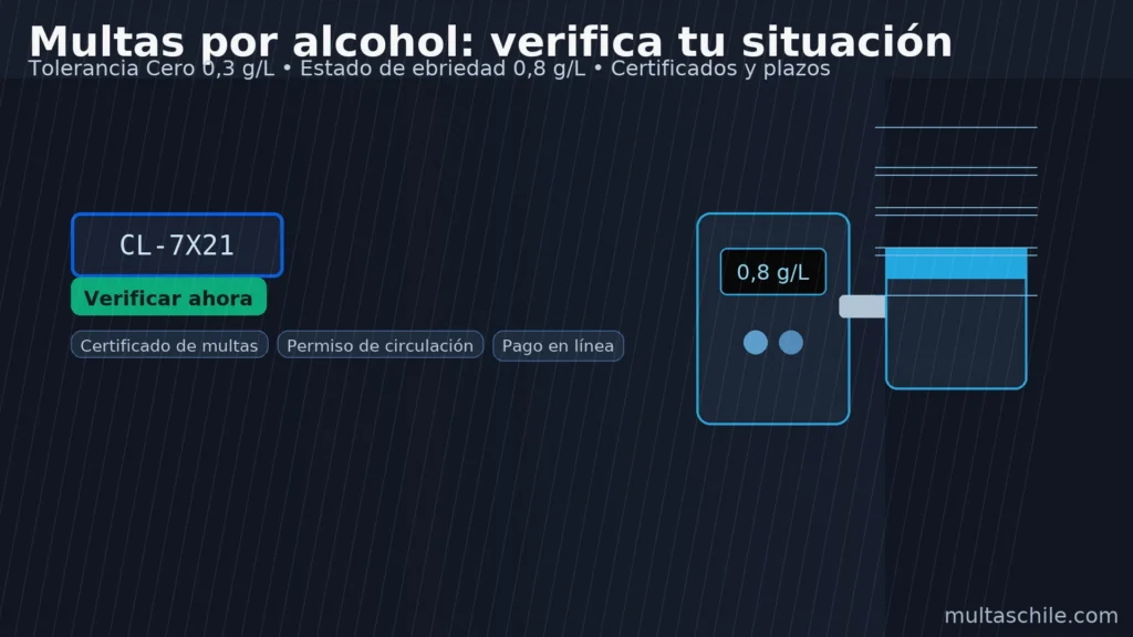 Multas por alcohol: verifica tu situación — Tolerancia Cero 0,3 g/L y estado de ebriedad 0,8 g/L; certificado y plazos