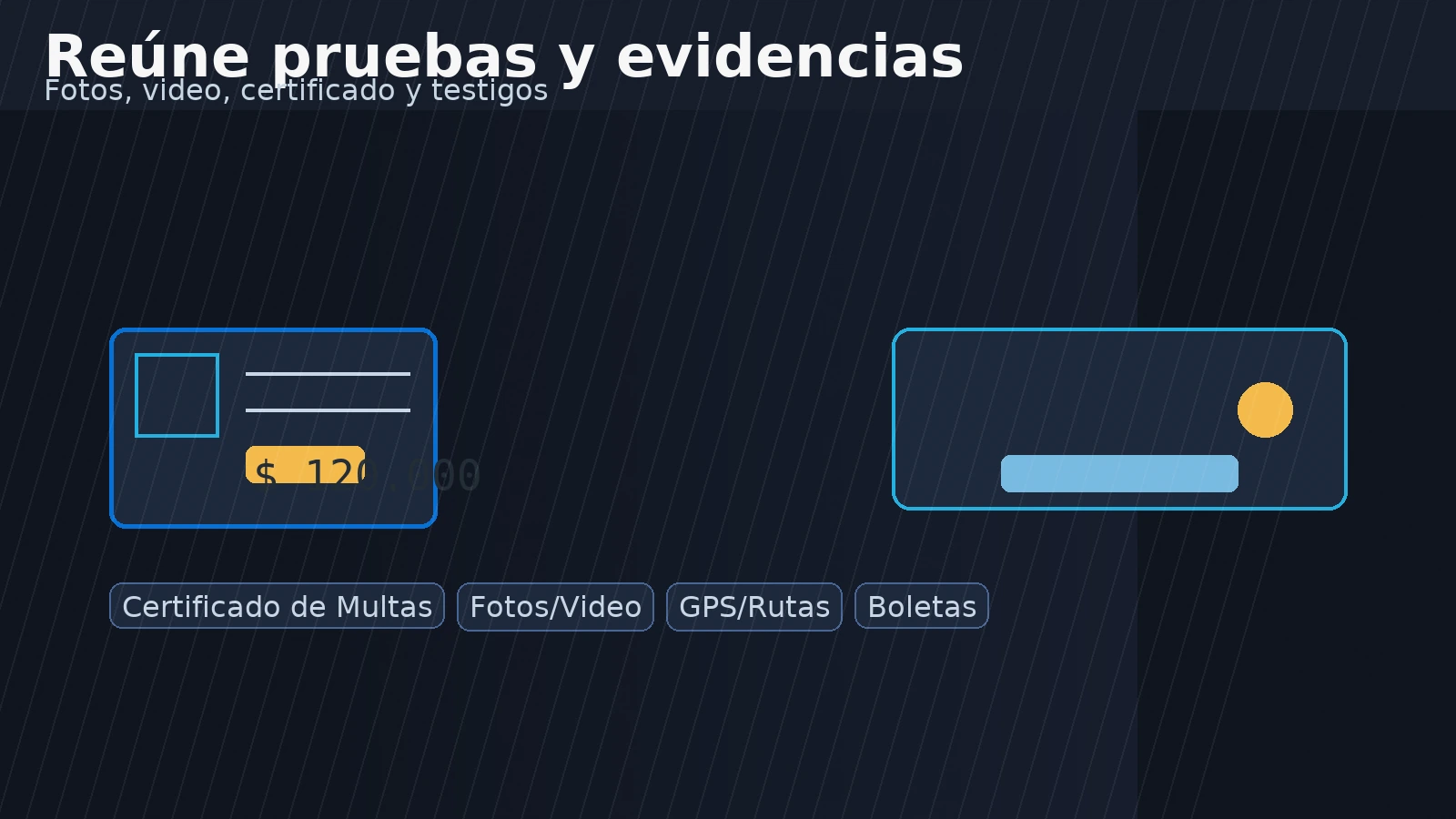 Pruebas para impugnar una multa injusta: certificado de multas, fotos o video, GPS y boletas