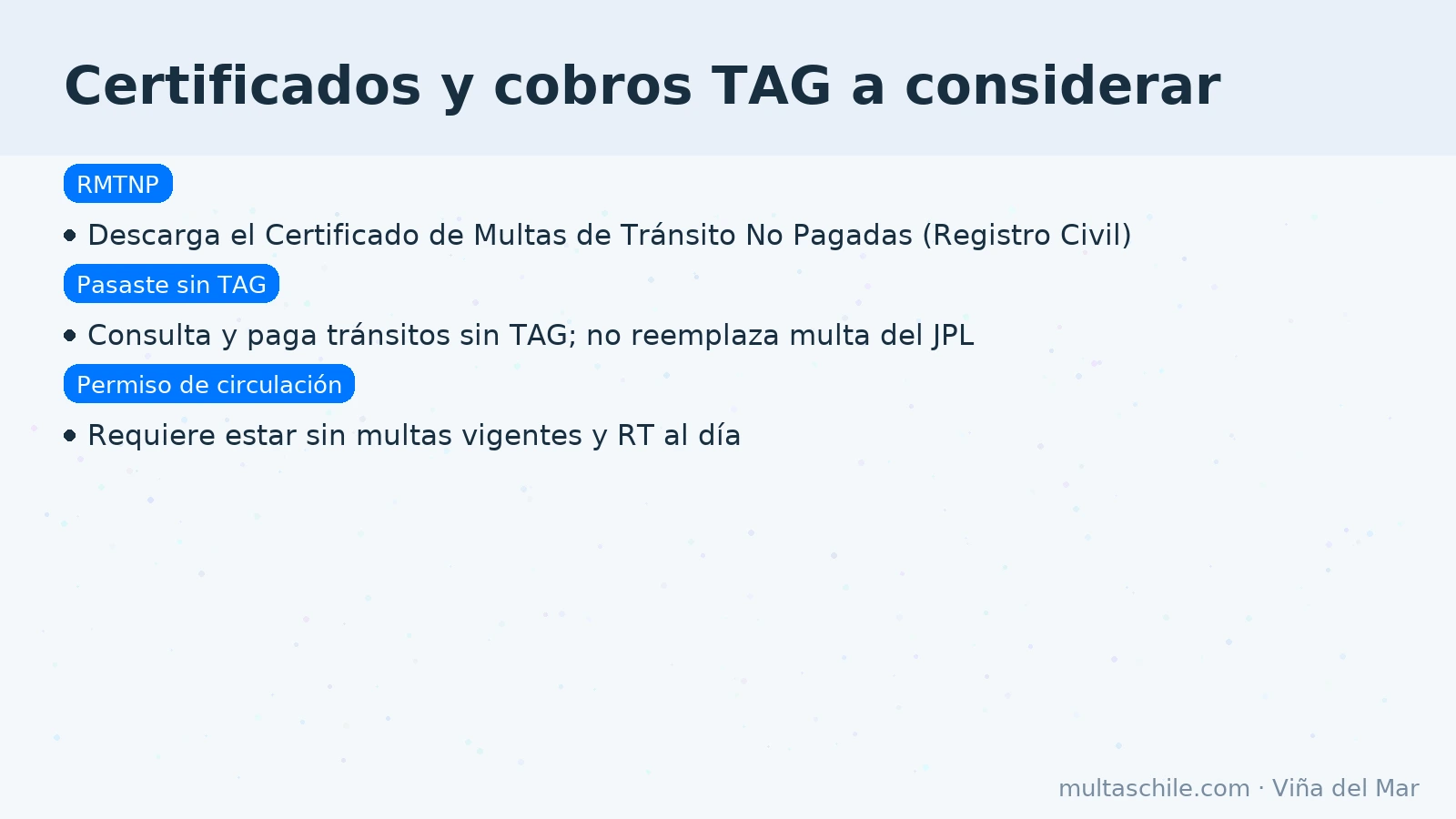 Certificado de Multas de Tránsito No Pagadas del Registro Civil y cobros “Pasaste sin TAG”: consulta y regulariza tránsitos; no reemplaza la multa del JPL – multaschile.com.