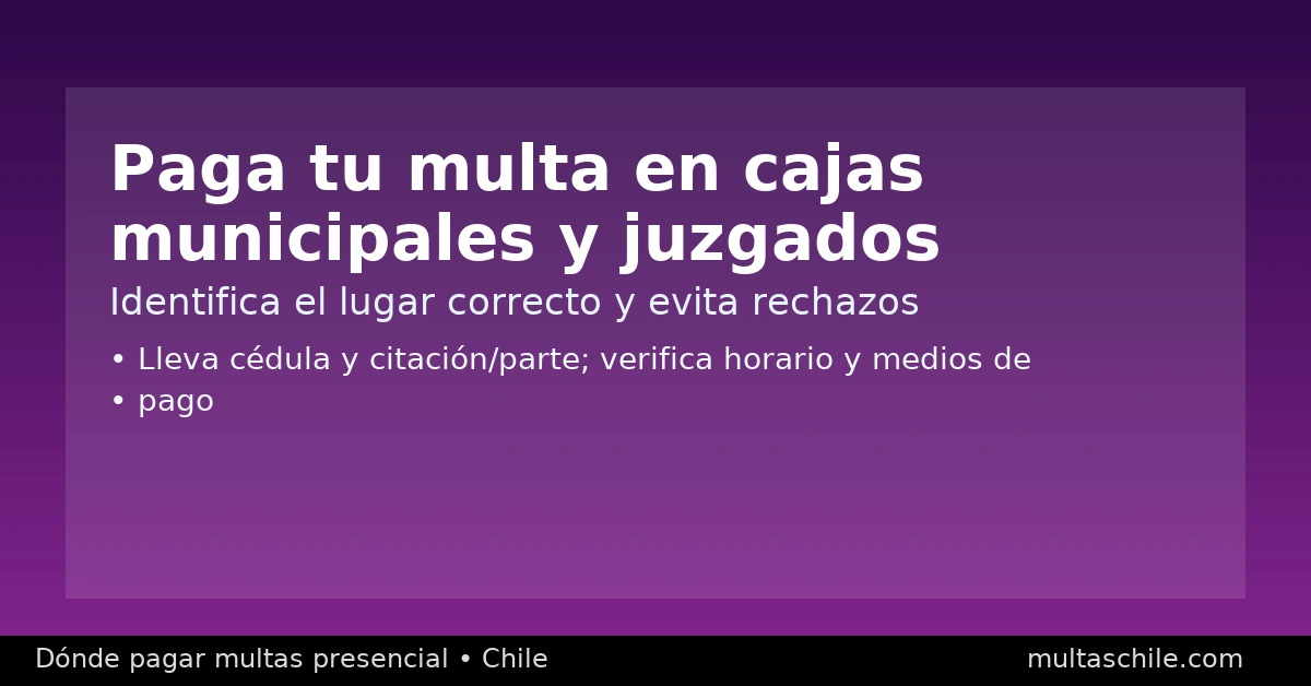 Pagar multas en cajas municipales y Juzgado de Policía Local — identifica el lugar correcto