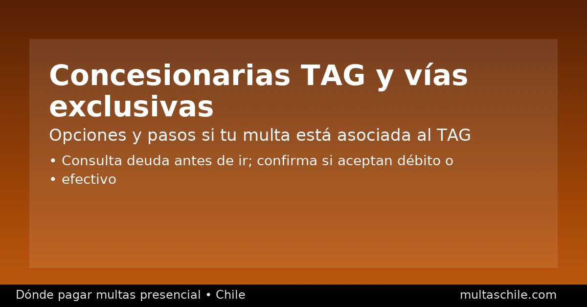 Multas asociadas a TAG — pago presencial en concesionarias y vías exclusivas