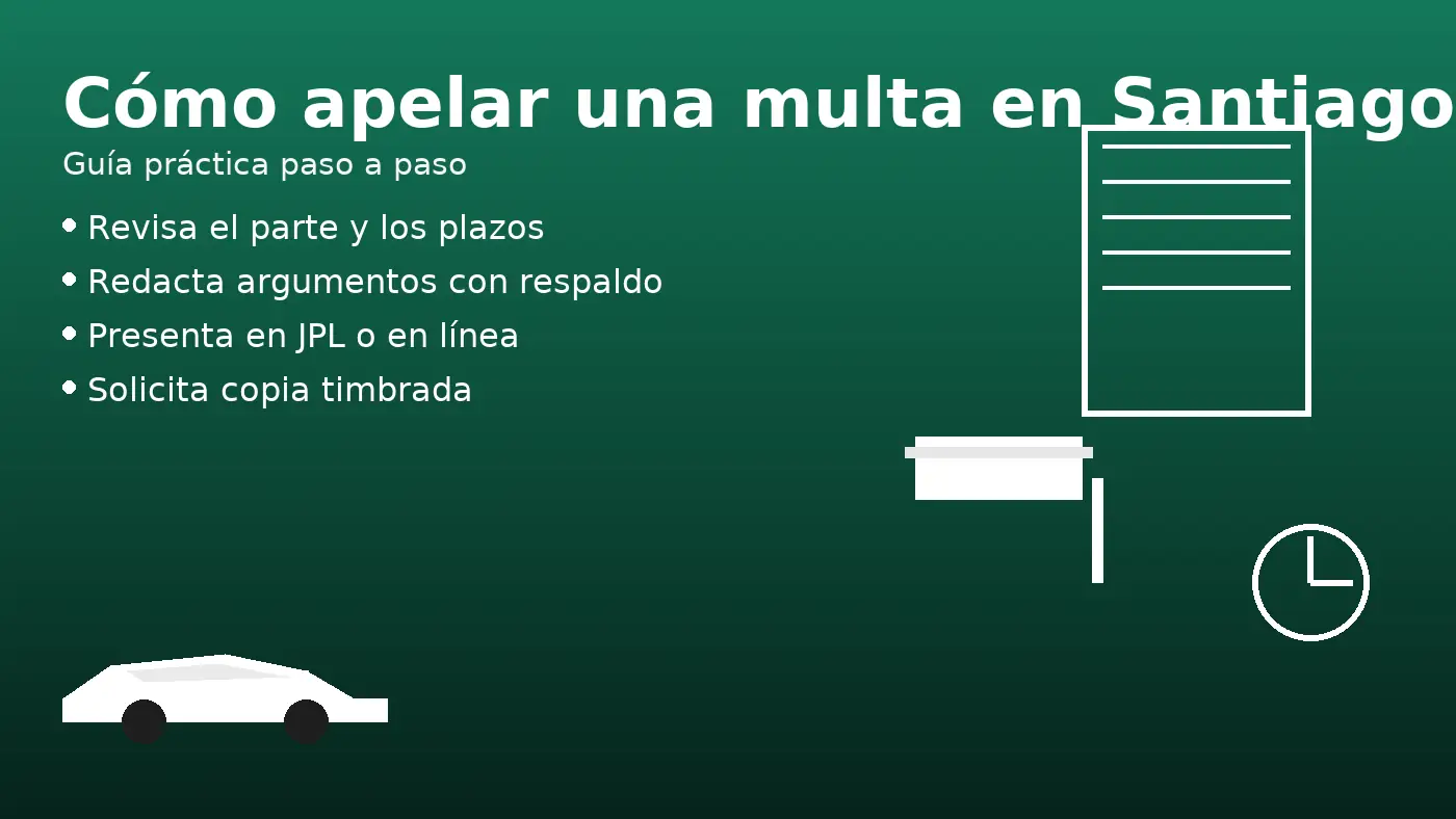Cómo apelar una multa en Santiago paso a paso — revisar parte, redactar descargos y presentar en JPL